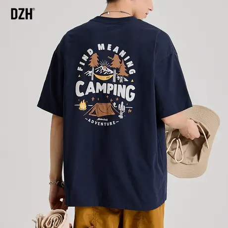 男士印花t恤男短袖潮牌男装夏季纯棉男款体恤圆领上衣2023年新款商品大图