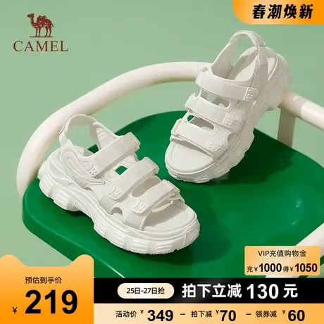 骆驼女鞋2023年夏季新款ins潮沙滩运动凉鞋女时尚休闲厚底凉鞋女图片