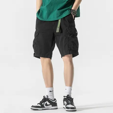 男士黑色工装五分裤男夏季潮牌2023新款纯棉短裤男款运动球裤美式商品大图