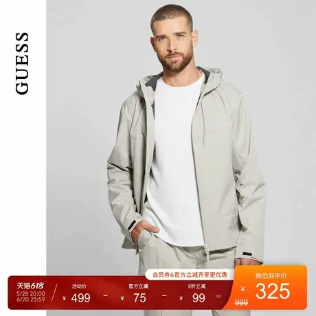 GUESS男士纯色运动风休闲连帽夹克外套-Z4BL06WGFP0商品大图