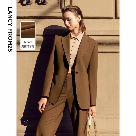 朗姿复古纯羊毛气质轻奢职场西服外套女2024年秋季新款西装高级感图片