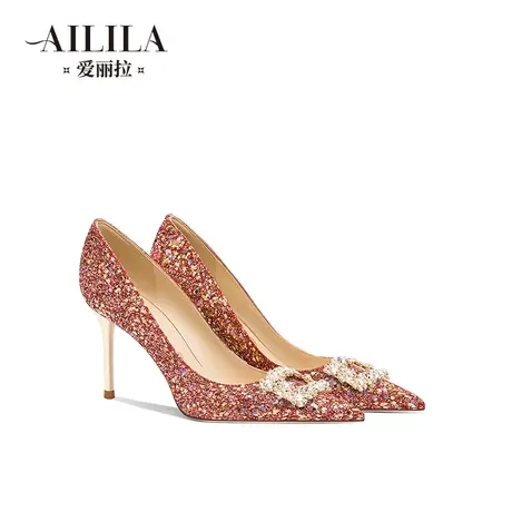 爱丽拉水晶红色结婚鞋女2023新款中式秀禾新娘高跟鞋不累脚高级感图片