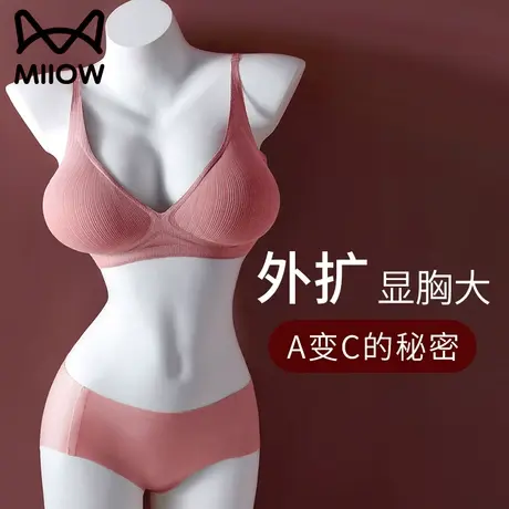 猫人外扩型胸内衣女小胸聚拢显大加厚平胸专用文胸无痕无钢圈胸罩图片