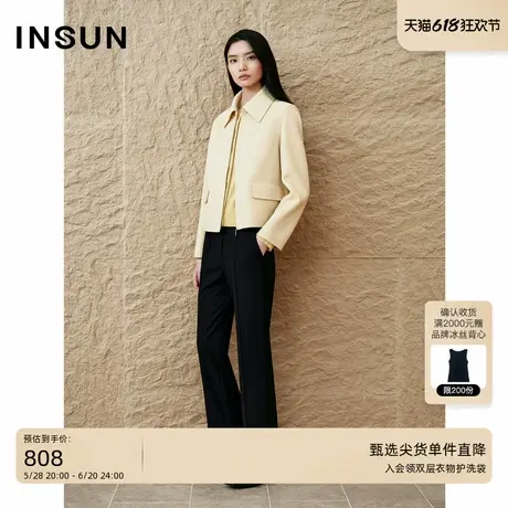 INSUN恩裳专选秋季休闲羊绒羊毛毛呢短外套图片