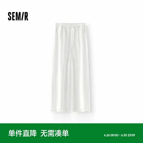 [商场同款]森马休闲裤女木耳边宽松阔腿裤2025秋季新款九分裤百搭商品大图