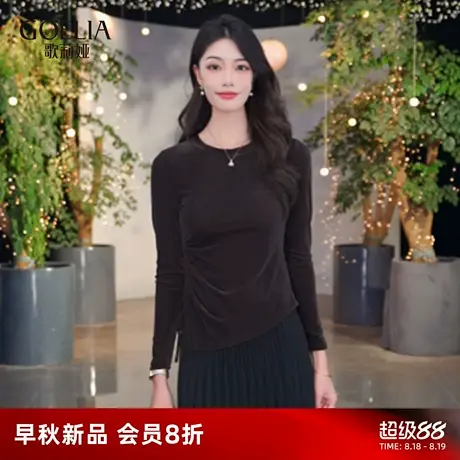 歌莉娅新品丝绒抽绳针织衫1E5C0B06B商品大图