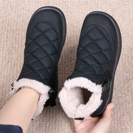 老北京布鞋女冬加绒保暖新款厚底软底防滑中年妈妈雪地靴加厚棉鞋商品大图