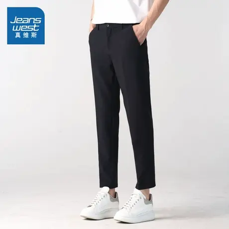 LR真维斯男装2025夏季新款男款斜插袋简约时尚百搭窄脚纯色长裤商品大图