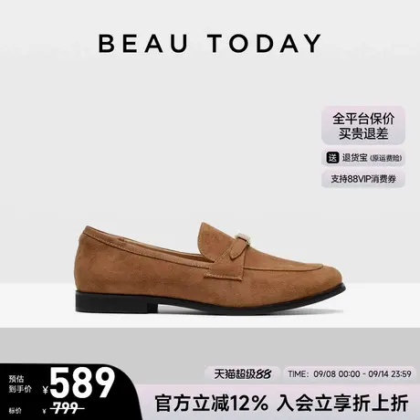 BeauToday平底乐福鞋女2025新款秋季BT英伦风小皮鞋绒面复古单鞋商品大图