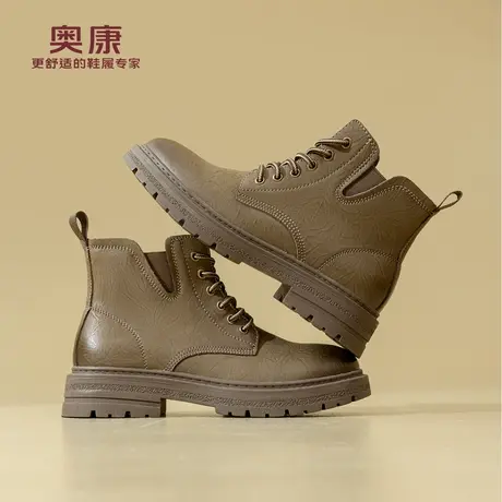 奥康 男鞋马丁靴男2025新款秋冬季复古潮流高帮厚底英伦工装鞋N商品大图