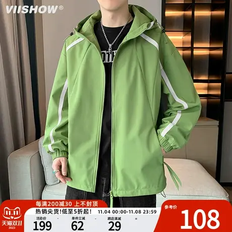 VIISHOW高级感冲锋衣春秋季2023外套男防风连帽美式宽松爬山外套商品大图
