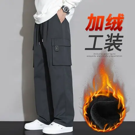 抓绒加棉冬季男款多口袋工装秋冬款加厚防寒防风保暖加绒休闲裤子商品大图
