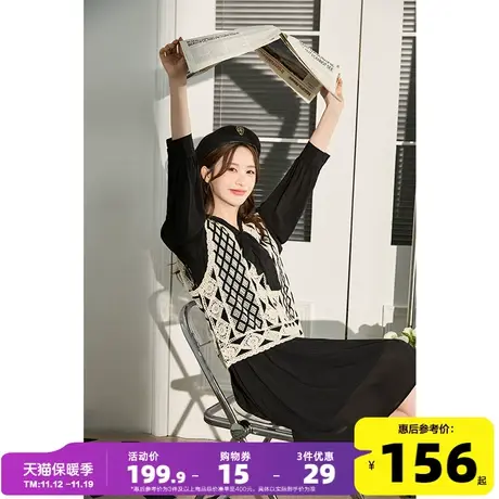 唐狮法式长袖连衣裙女小个子秋装2023新款初秋女装两件套高级感q6图片