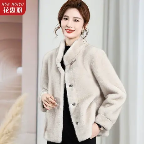 妈妈冬装洋气水貂绒大衣新款中老年女装秋冬季阔太太高贵皮草外套图片