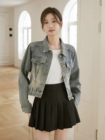 设计感小众港风牛仔外套女短款秋装美式复古辣妹夹克高级显瘦上衣图片