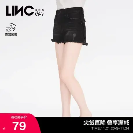 LINCCHIC金羽杰裤子女复古约克绑带棉质牛仔短裤922121商品大图