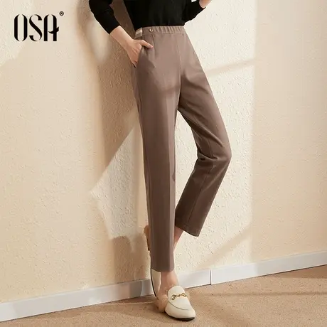 OSA欧莎 厚款毛呢西装裤高腰显瘦休闲直筒裤女秋冬季2023年新款商品大图