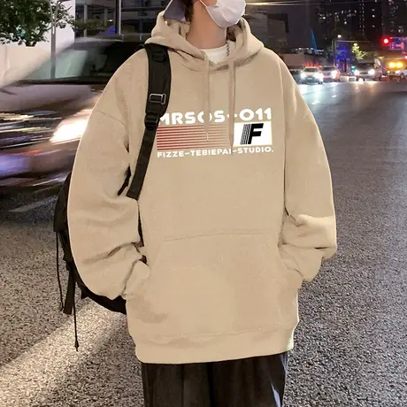 港风潮牌连帽卫衣男春秋季新款宽松原宿休闲废土风复古高级感外套商品大图