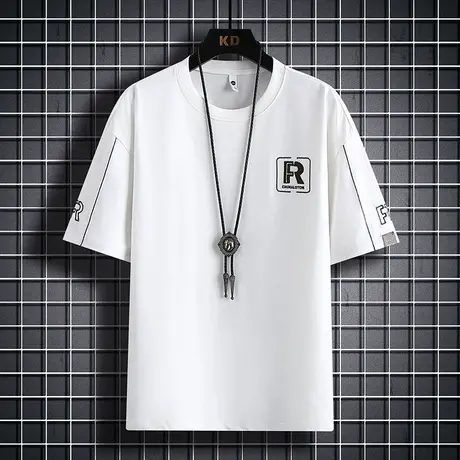 短袖T恤男士2023夏季新款潮牌半袖体恤衫宽松休闲潮流百搭上衣服商品大图