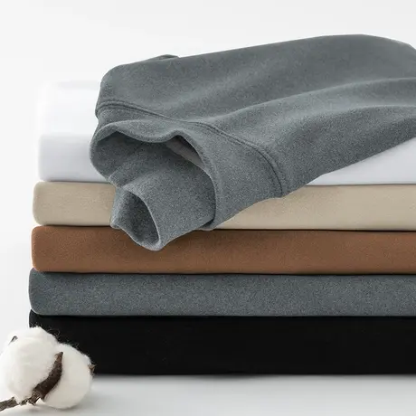 300g重磅德绒打底衫双面绒长袖t恤男半高领纯色秋衣小衫中领体恤图片