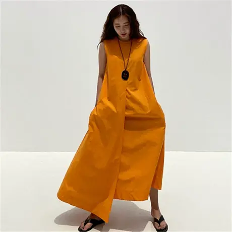 夏季新品不规则套头连衣裙女夏季韩版淑女气质宽松中长款短袖裙子图片