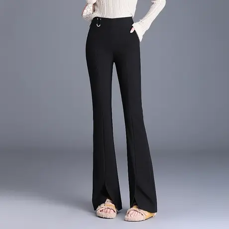 黑色开叉微喇裤女秋季2023新款高腰休闲裤韩版西装裤百搭显瘦长裤图片