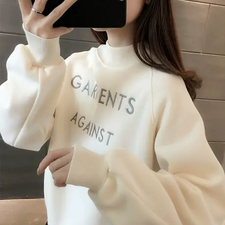 早春装卫衣女春秋季韩版宽松设计感小众ins半高领薄款上衣外套潮商品大图