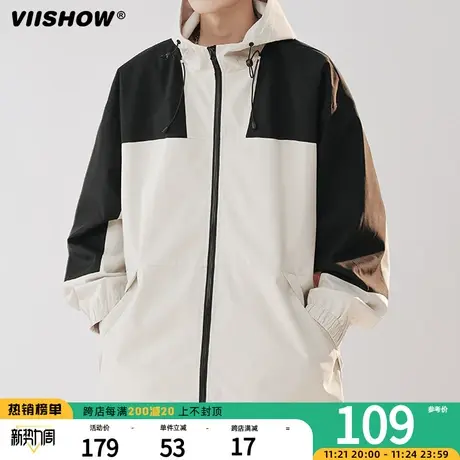 VIISHOW户外冲锋夹克外套春秋款2023新款潮牌薄款宽松登山防水夹商品大图