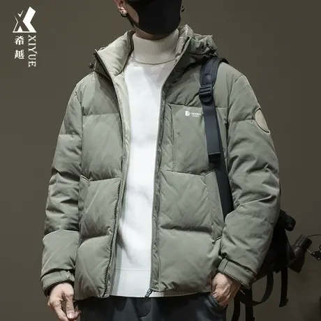 新国标90%鸭绒连帽羽绒服男2023冬季潮牌外套宽松大码男士面包服商品大图