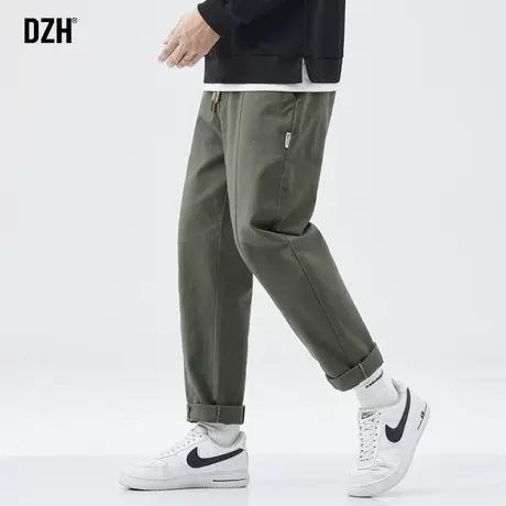 男士军绿色直筒工装裤夏季男纯棉休闲裤男款美式薄裤子潮牌锥形裤商品大图