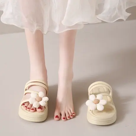 网红拖鞋女外穿夏季法式高级感2024年新款度假沙滩凉拖鞋厚底超火商品大图