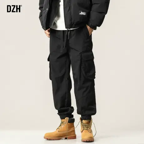 男士黑色加绒工装裤男冬季束脚宽松加厚裤子2023新款休闲裤百搭潮商品大图