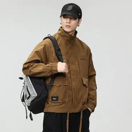 潮流宽松秋冬款夹克外套男防风百搭潮牌外套舒适冲锋衣外套休闲男商品大图