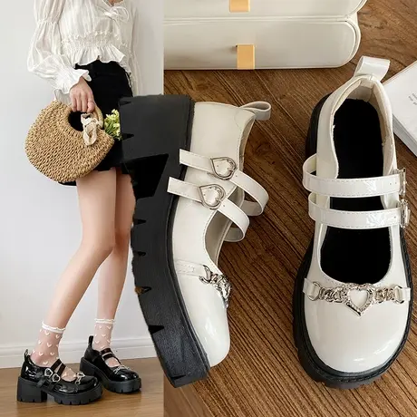 日系玛丽珍小皮鞋女2024春新款女鞋厚底jk单鞋子Lolita粗跟高跟鞋商品大图