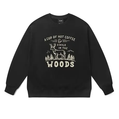 国潮牌学生卫衣男士复古休闲纯色麋鹿chic质感毛圈纯棉别致上衣女图片