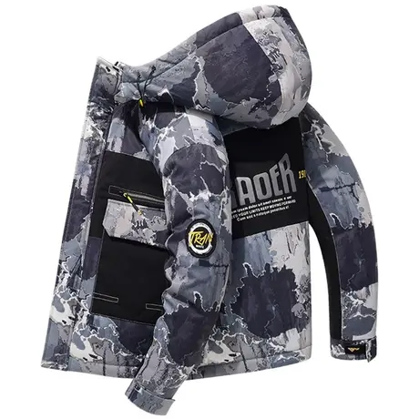 棉衣男士潮牌休闲冬季新款加厚潮流羽绒棉服工装迷彩棉袄子外套男商品大图