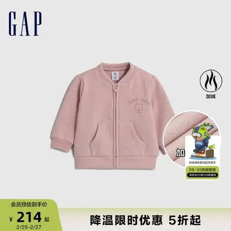 Gap婴儿秋冬时髦洋气LOGO加绒卫衣儿童装运动可爱保暖外套788607商品大图