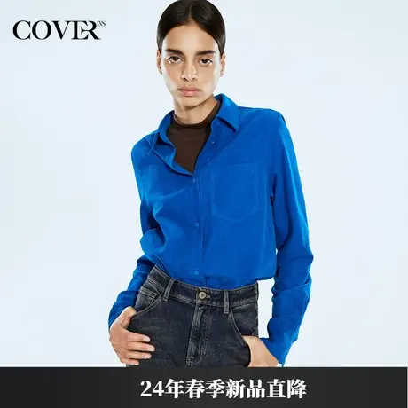 COVER2024春款灯芯绒Vintage宽肩棉质衬衫图片