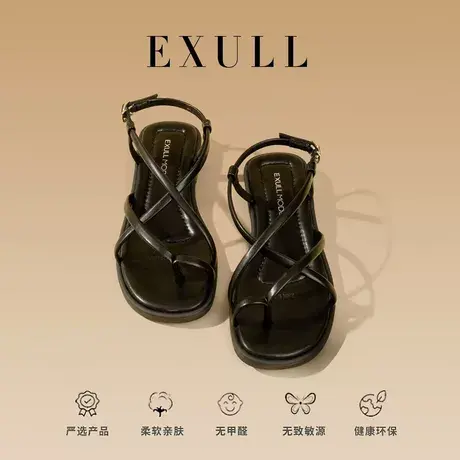 依思q夏季新款平底凉鞋女2024新款小众设计感凉拖鞋夹趾罗马女鞋商品大图