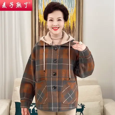 妈妈秋冬装外套洋气厚针织衫春时尚大衣奶奶洋气质上衣中老年女装商品大图