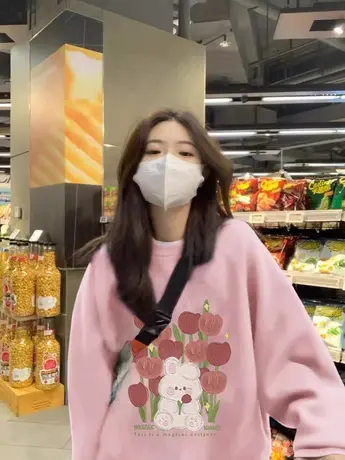 圆领卫衣外套女2023春秋薄款宽松潮牌美式复古小众设计感套头上衣图片