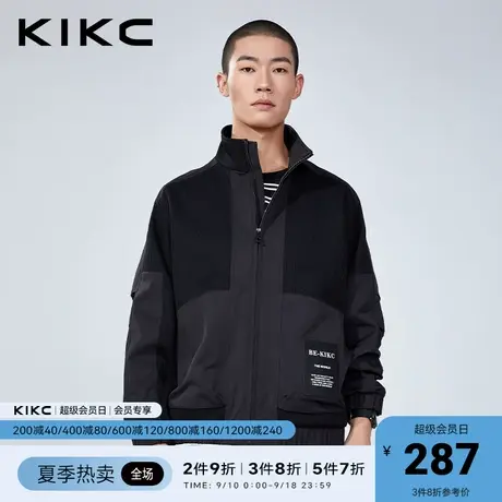 kikc夹克外套男2023春夏新款商场同款针织拼接休闲棒球立领上衣图片