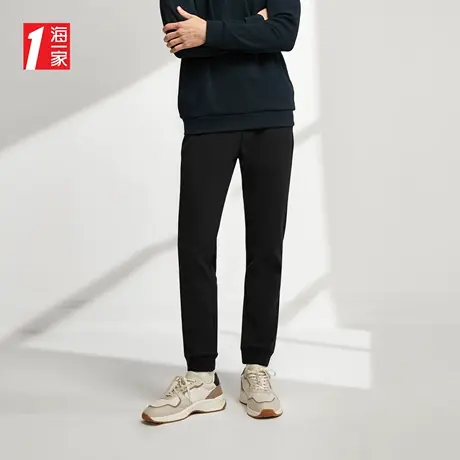 海一家抽绳松紧腰卫裤2023秋季新款简约运动基础长裤男士休闲裤商品大图