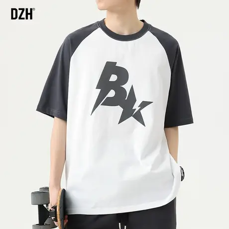 男生插肩袖短袖t恤男夏季纯棉宽松半袖上衣印花体恤2023新款衣服商品大图