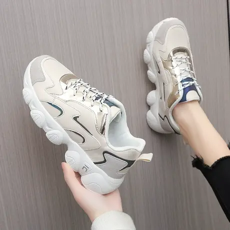 真皮老爹鞋女2023新款春季大码41一43学生运动鞋42轻便跑步鞋潮鞋商品大图