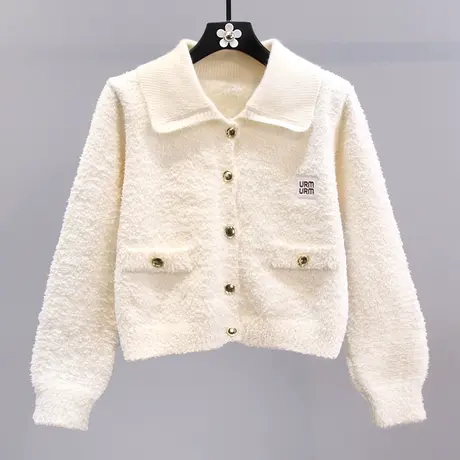 小香风短款毛衣外套女秋冬2023新款小个子时尚高级感洋气针织开衫商品大图