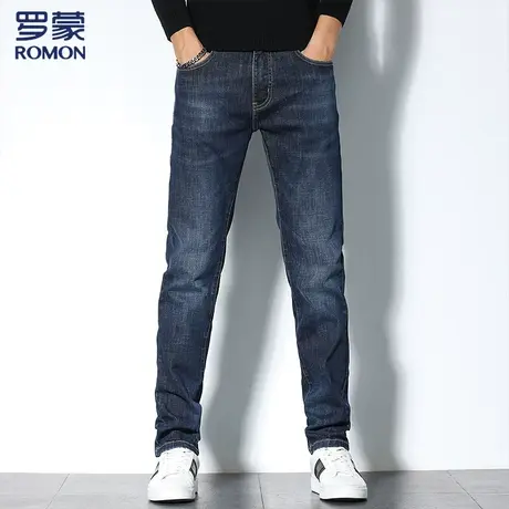 罗蒙新款男士牛仔裤经典商务小直筒牛仔裤男休闲微弹男裤图片