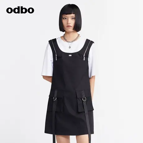odbo/欧迪比欧工装连衣裙子女夏季2024爆款高级感直筒裙时尚百搭图片