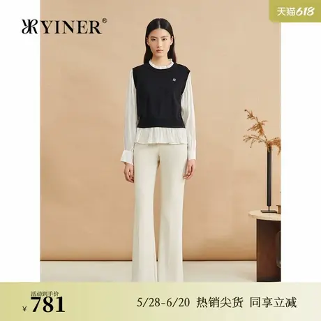 【优雅衣橱】YINER音儿专选2024冬季新款流光纱假两件毛针织衫图片
