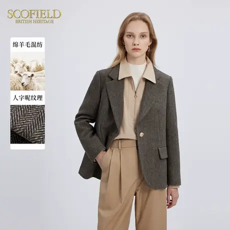 【羊毛】Scofield女装复古老钱风西装时尚一粒扣外套冬季图片